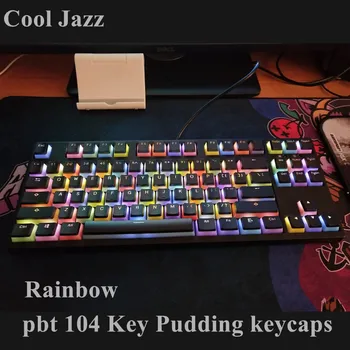 Cool Jazz Podsvietený Double shot Rainbow Gradient PBT puding Keycap OEM profil keycaps pre mechanické klávesnice MX Prepínače
