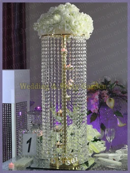 100 cm Vysoký Zlaté svadobné crystal pilier svietnik Kvetina Stand Tabuľka vrchol