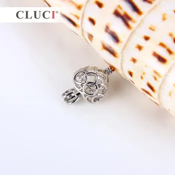 CLUCI romantické, jemné šperky 925 sterling silver Päť Krúžky Srdce tvar klietky prívesok želanie perlový náhrdelník prívesok charms pre ženy