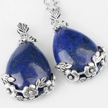 100-Jedinečný 1 Ks Sumer Štýl Strieborné Pozlátené Lapis Lazuli Kvapka Vody Prívesok Módne Šperky Pre Náhrdelník