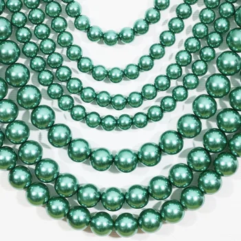 Vintage malachit zelená kolo shell simulované-pearl abacus crystal 7 riadkov, náušnice, náhrdelník pre ženy obrad šperky set B1303