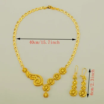 Etiópsky Sady Šperkov Náhrdelník/Náušnice pre Ženy/Dievčatá Zlatá Farba Drobné Kvety Arabských/Afriky Šperky Strany Dary