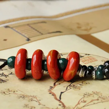 Väzba Lano Náhrdelník Keramické Červené Korálky, Retiazky Vintage Prírodného Kameňa Choker Príveskom Pre Ženy Sveter Dlhé Reťaze Retro Šperky