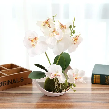 2017 Svadobné Dekorácie Umelé Motýľ Orchidea Bonsai Ozdobné Falošné Kvet S Pot Ozdoby Home Table Dekor Veľkoobchod
