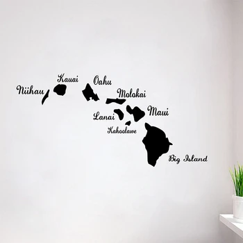 Doprava zadarmo, Havajské Ostrovy Havaj Vinyl Odtlačkový Nálepky Úplne Nové ,Hawaii Mapu odtlačkový nálepky na auto a steny , n2001