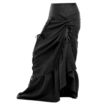 Ženy Vintage Gotický Rozstrapatené Sukne Steampunk Strany Max Fishtail Viktoriánskom Štýle Kostým Čierna/Hnedá/Červená/Modrá