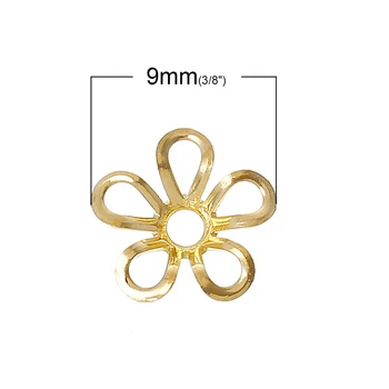 DoreenBeads Medi Korálky Čiapky Zistenia Kvet Zlatá farba(Fit Korálky 6 mm)9 mm(3/8
