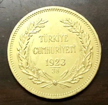 1923/38 Turecko 250 Ktorých 22K Pozlátené Mince-- Presná Kópia