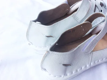 Careaymade-Nové 2017 Originálne Kožené Sandále,čisto biele topánky ručne vyrábané ,retro umenia mori dievča Bytov topánky,módne Bábiky topánky.