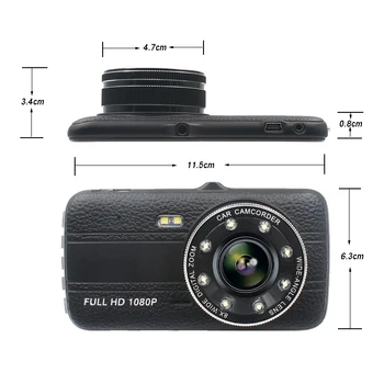E-ACE 4.0 Inch Dash Cam Spätné Zrkadlo Fotoaparátu, Full HD 1080 P Car Dvr S Dvoma Kamerami Automobilový videorekordér Auto Registrátorov