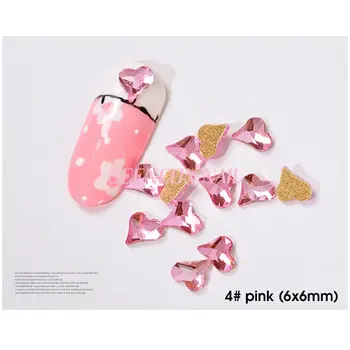 Japonsko nail art 10pcs/veľa 6 mm sladká láska Krivý srdce nail art crystal najvyššej kvality nechtov Drahokamu accessorie ploché späť drahokam