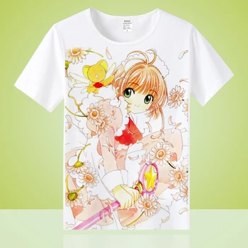Cardcaptor Sakura T-tričko Krátky Rukáv, Biela Farba, Cardcaptor Sakura t shirt Top Tees Pre teenagerov TX096