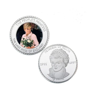 999.9 Striebornú Mincu Princezná Diana 20. Výročie Kovové Mince Posledná Ruža Anglicka Pamätné Mince so suvenírmi