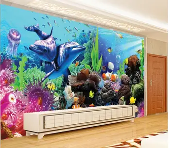 3d izba tapety vlastné nástenné non-tkané stene nálepku 3 d stereo tropické ryby akvarijné foto 3d nástenné maľby, tapety