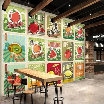 Foto tapety Nostalgické retro ovocia, zeleniny, plagát nástenná maľba reštaurácia pozadí steny kuchyňa tapety