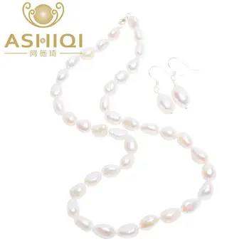 ASHIQI Barokový Prírodné Sladkovodné perly Šperky Stanovuje Skutočný perlový Náhrdelník Pevné 925 Sterling Silver Šperky pre ženy, Nový