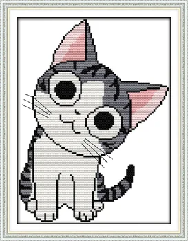 Krásna mačka roztomilý zvierat komiksu, maľby počíta tlač na plátno DMC 14CT 11CT čínsky Cross Stitch Vyšívanie Nastaviť Vyšívať súpravy