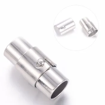 2 Sady Platinum Mosadz Stĺpec Magnetické Snap Spony/ Zatvárania Šperky Robiť, 17x9mm, Otvor: 6 mm