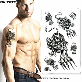 Nu-TATY Krčí Tiger Útok Dočasné Tetovanie Body Art Flash Tetovanie Nálepky 17*10 cm Nepremokavé Falošné Tetovanie Auto Styling Nálepky