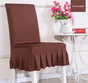 Čokoládová farba lycra stoličky kryt s sukne všetkých okolo stoličky pol štýl spandex stoličky kryt svadobné party domáce dekorácie