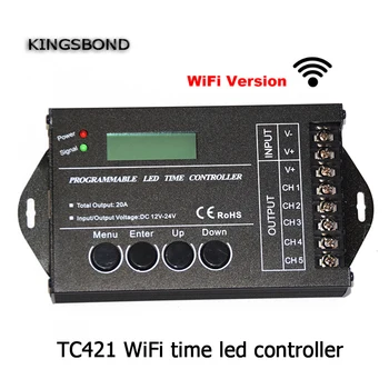 DC12 DC24V TC421 WiFi čas programovateľné led controller stmievač rgb osvetlenie akvária časovač vstup 5 kanálov pre led pásy