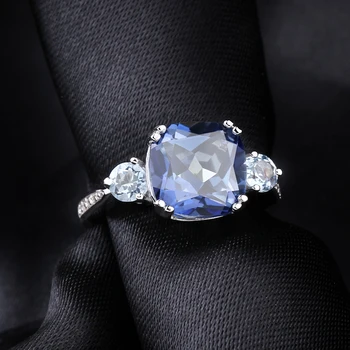 Gem Balet 5.22 Ct Prírodné Iolite Modrá Mystic Quartz Sky Blue Topaz Krúžky Pevné 925 Sterling Silver Jemné Šperky Pre Ženy