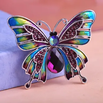 Luxusné Violette Fialový Motýľ Brošne Ušľachtilý Precioso Antique Silver Vintage Šperky Collares Broaches Kolíky Bijoux Ženy