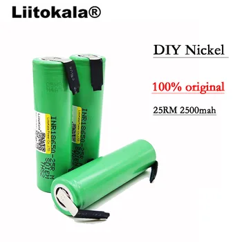 Liitokala Nový, Originálny 18650 2500mAh batérie INR1865025R 3.6 V vypúšťanie 20A vyhradená batérie + DIY Nikel list