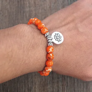 DIY Módnych Šperkov z Prírodného Kameňa Strand Náramok Ženy Muži Jogy Liečenie Čakier Malá Modlitba Korálky Kúzlo Náramok Orange