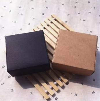 50pcs/veľa Čiernej Škatuli Kraft Papier Box Svadobné Koláčiky Box Party Láskavosti Mydlo Boxy