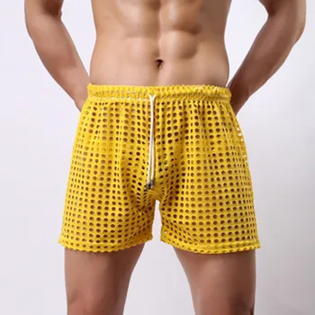WOXUAN mužov značky sexy spodné prádlo boxerky bežné mužov boxerky sexy Transparentné openwork mužov šortky