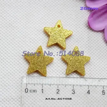 (70pcs/lot) 20 mm Akryl Hviezda S Otvorom Gold Glitter Akryl Menovky na Darčeky 0.8