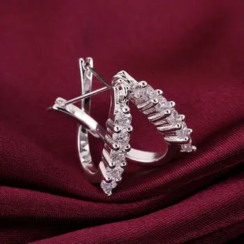 Móda strieborné pozlátené Náušnice pre Ženy 925 šperky, strieborné pozlátené Pre Ženy U-tvarované ucho pracky vyložená kamenným /QNIIYWYCE312