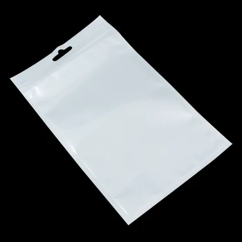 12*18 cm Biela / Číre Samostatne Tesnenie Reclosable Zips Plastové Retail Balení Taška, Ziplock Zip Lock Taška Maloobchod Skladovanie W/ Zavesiť Diera
