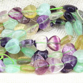 4 shape prírodného kameňa rainbow fluorite kolo srdce oválne ryža abacus korálky fit diy náhrdelník šperky robiť 15