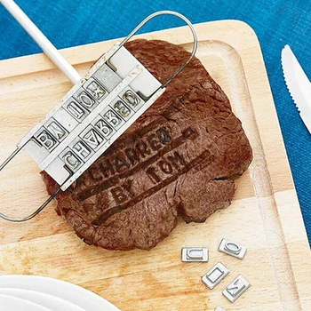 Zbrusu Nový Vynikajúcu Kvalitu Steak Mäso Gril na GRILOVANIE Mäsa Značky Iron Premenlivé anglické Písmená Nástroj Osobnosti Razenie Zomrieť