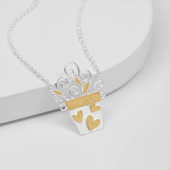 Lotus Zábava Reálne 925 Sterling Silver Ručné Dizajnér Jemné Šperky, Krásne Romantické kvetináče Dizajn Náhrdelník Prívesok pre Ženy