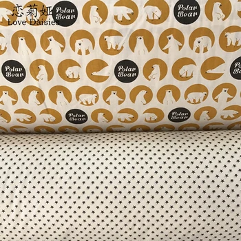 Bavlna nordic vietor cartoon polar bear malé hviezdy keper handričkou DIY pre deti, posteľná bielizeň oblečenie handwork patchwork textílie tkaniva