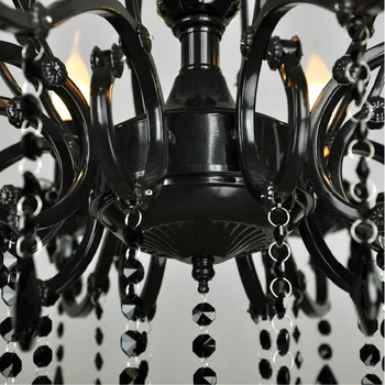 10 zbraní kaviareň antik black krištáľový luster candelabro jedáleň E14 led vnútorné svetlo luxusné Kovaného Železa luster