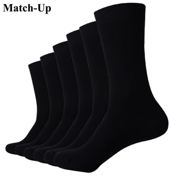 Match-Up Ponožky Nové štýly mužov Black Business Bavlnené ponožky Svadobné ponožky (6Pairs) US veľkosť (7.5-12)