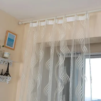 Moderný štýl módny dizajn žakárové prekladané opony tylu tkaniny pre spálne okno