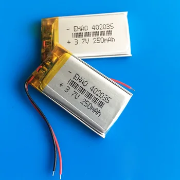 3.7 V, 250mAh 402035 lithium polymer li ion nabíjateľnú batériu Lipo článkov pre MP3, MP4, GPS bluetooth headset video pero fotoaparát