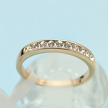 USTAR Kolo Kryštály prstene pre ženy Rose Gold color snubné prstene žena Anel módne Šperky najvyššej kvality