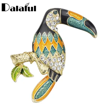 Dalaful Toucan Vták Brošne Farebné Smalt Drahokamu Crystal Pre Ženy Trend Pelican Vták Brošňa Kolíky Šperky Príslušenstvo Z042