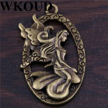 WKOUD 10pcs Vintage Bronze Tón Zliatiny Oválne Víla, Motýľ Prívesok Charm Dekor Náhrdelník Šperky Zistenia