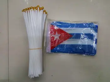Doprava zadarmo xvggdg 14 x 21 cm strane mávali KUBA strane vlajky 100ks/veľa veľkoobchod KUBA MALÉ ruky Vlajka