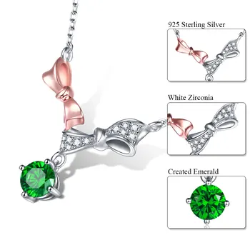 DVAKRÁT R Bowknot Vytvorené Emerald Náhrdelníky 925 sterling silver šperky, Prívesky pre ženy Drahokam, jemné Šperky