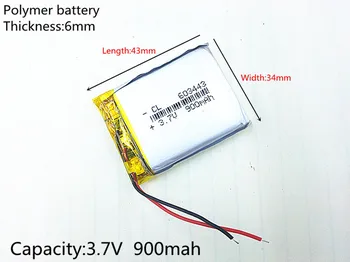 3,7 V 900mAh batéria 603443 Lithium Polymer Li-Po ion PLIB Nabíjateľná Batéria Pre Mp3 MP4 MP5 GPS, PSP, mobilné elektronické časť