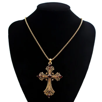 2016 Crystal bijou kríž náhrdelník najlepší priateľ prívesok lacné cigán české šperky kríž, náhrdelníky ženy collier sautoir dlhé