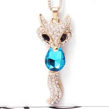 Japonsko a Južná Kórea šperky wild dlhý náhrdelník crystal prívesok malý fox sveter šaty príslušenstvo, laná reťaze E--0054
